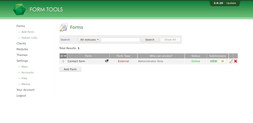 Screenshot of Form Tools