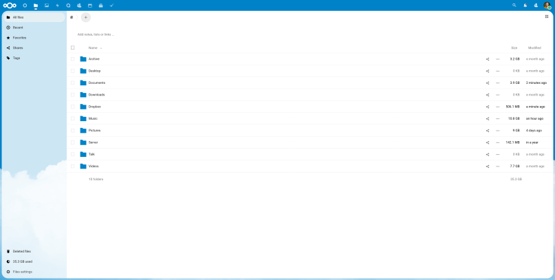Screenshot of Nextcloud Files