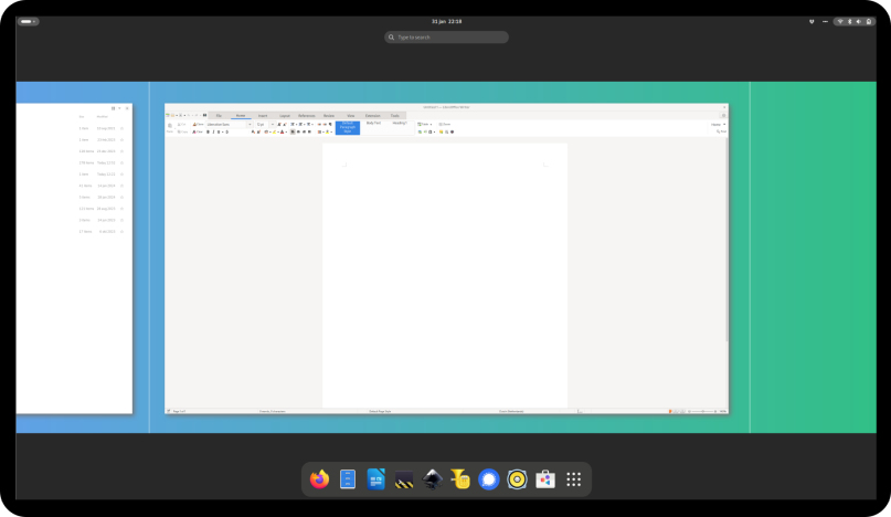 Activities overview - Writer is opened