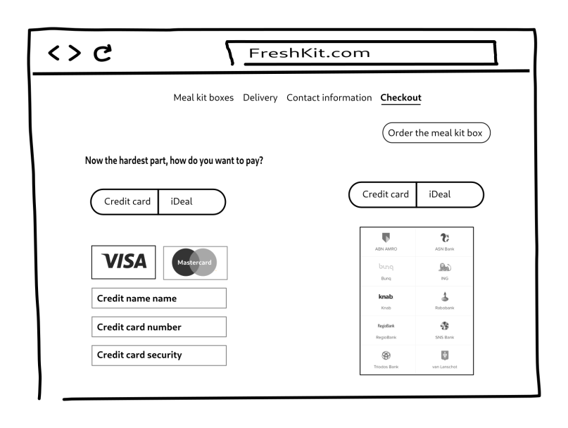 Wireframe of the fourth step of the checkout (desktop)