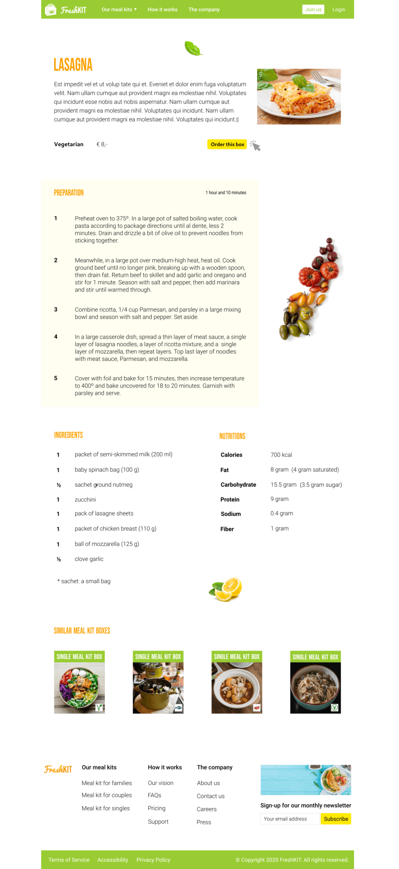 Final high-fidelity design of the product details page (desktop)