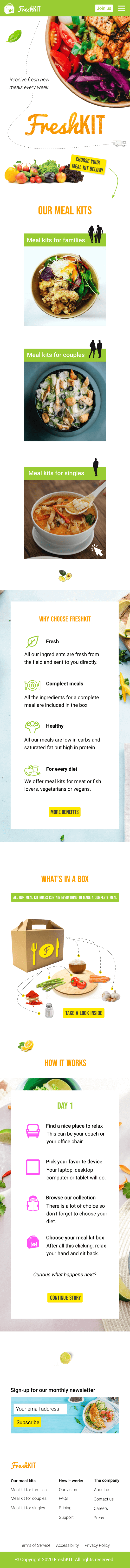 Final high-fidelity design of the homepage (mobile)