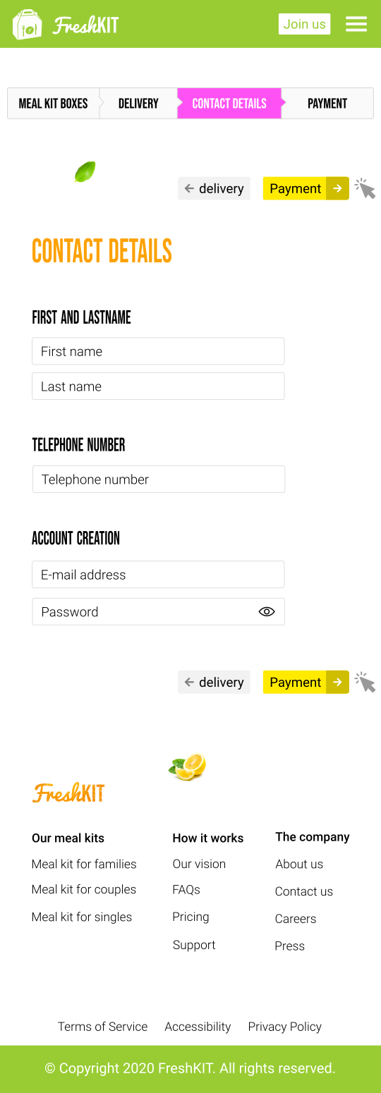 Final high-fidelity design of the third step of the checkout (mobile)