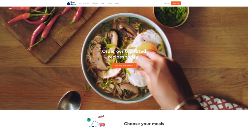 Homepage of BlueApron.