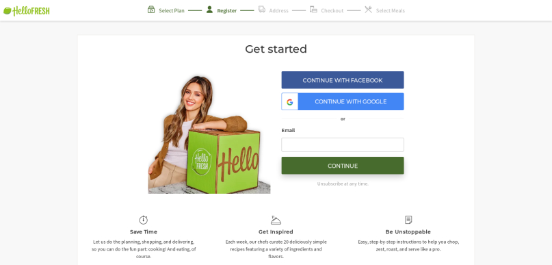 Product detail page of HelloFresh.