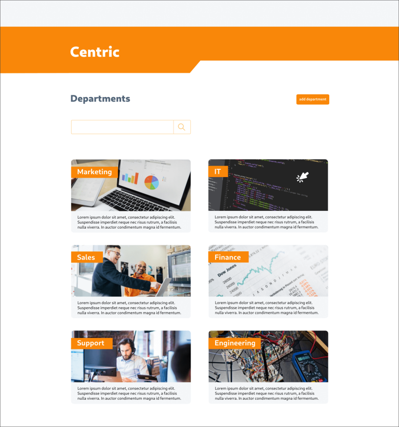 Initial high-fidelity design of the company dashboard.