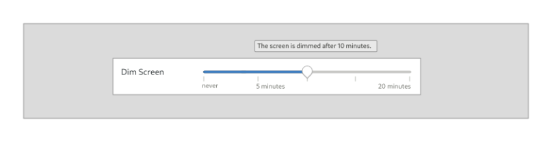 Mockup of the dim screen slider