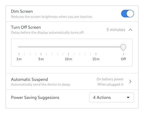 Mockup of the Turn Off Screen option